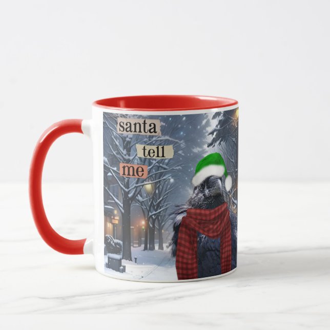 Santa Raven funny Christmas coffee mug (Left)
