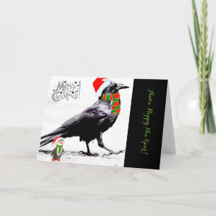 Santa Raven Holiday Greeting Card