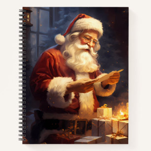 Santa Reading a Letter Notebook