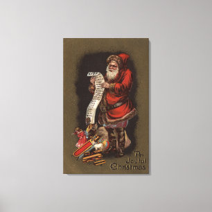 Santa Reading his Good Children List Canvas Print