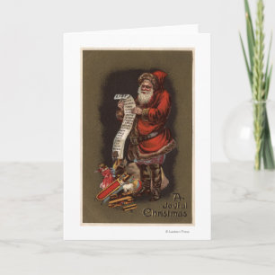 Santa Reading his Good Children List Holiday Card