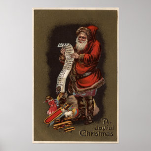 Santa Reading his Good Children List Poster