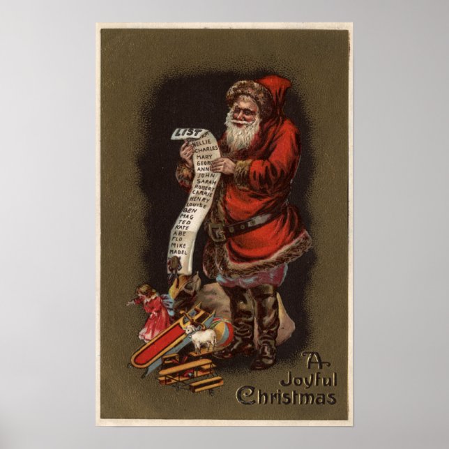 Santa Reading his Good Children List Poster (Front)