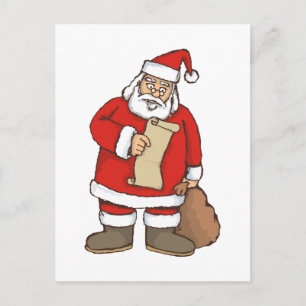 Santa reading holiday postcard