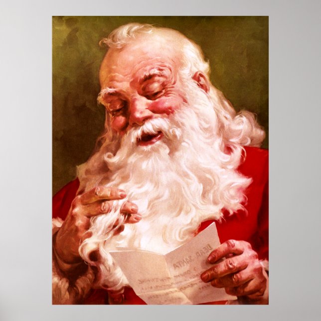Santa Reading Letter Poster (Front)