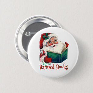 Santa Reads Banned Books 6 Cm Round Badge
