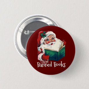 Santa Reads Banned Books 6 Cm Round Badge
