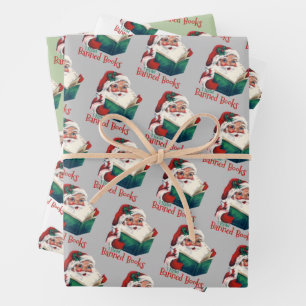 Santa Reads Banned Books Wrapping Paper Sheet