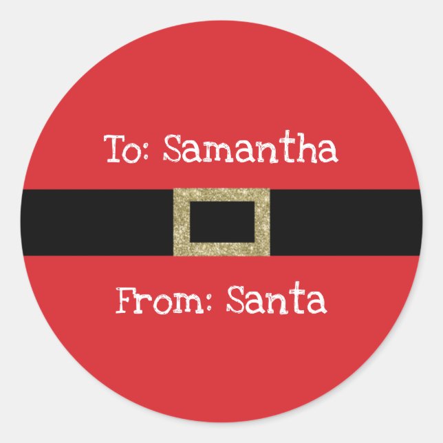 Santa red black gold Christmas sticker for gifts (Front)