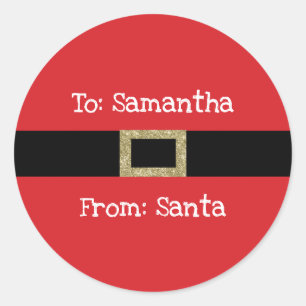 Santa red black gold Christmas sticker for gifts