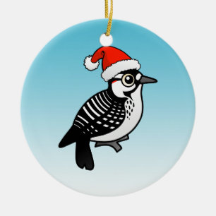 Santa Red-cockaded Woodpecker Christmas Ceramic Tree Decoration