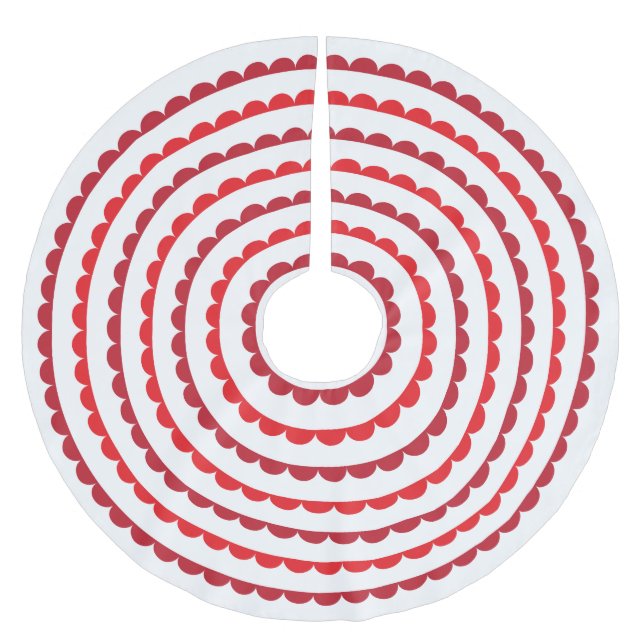Santa Red Scallops tree skirt (Front)