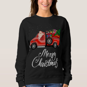 Santa Red Truck Merry Christmas Tree Gifts Vintage Sweatshirt