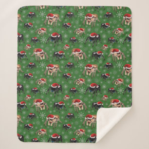 Santa Regal Jumping Spider Phidippus Regius green Sherpa Blanket