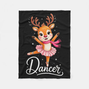Santa Reindeer Ballet Dancer Cute Christmas Men Wo Fleece Blanket