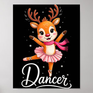 Santa Reindeer Ballet Dancer Cute Christmas Men Wo Poster