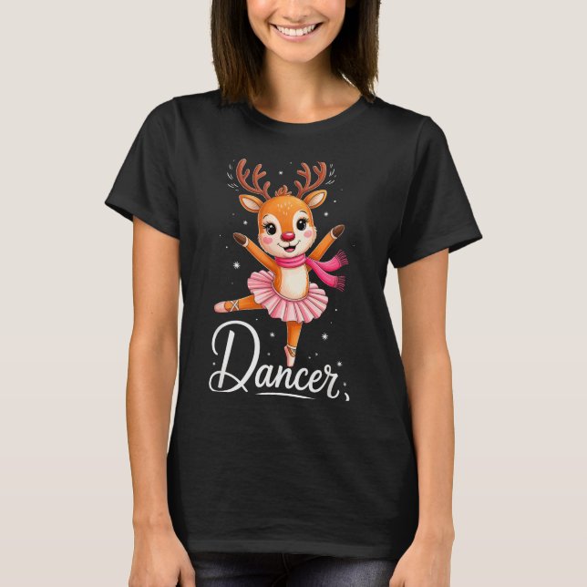 Santa Reindeer Ballet Dancer Cute Christmas Men Wo T-Shirt (Front)