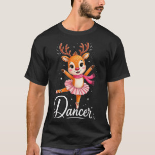 Santa Reindeer Ballet Dancer Cute Christmas Men Wo T-Shirt