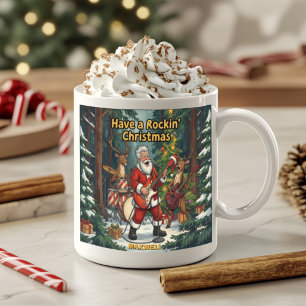 Santa Reindeer Band Rockin Christmas Coffee Mug