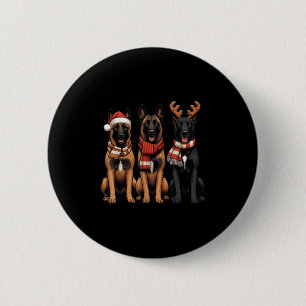 Santa Reindeer Belgian Malinois Christmas Malinois 6 Cm Round Badge