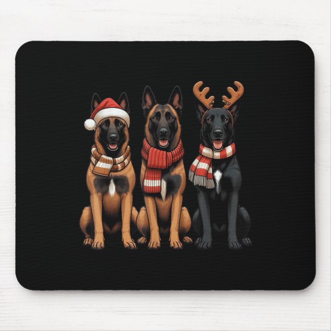 Santa Reindeer Belgian Malinois Christmas Malinois Mouse Mat (Front)