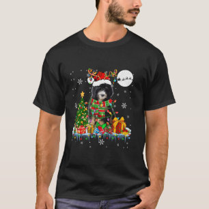 Santa Reindeer Bernedoodle Christmas Tree Lights D T-Shirt