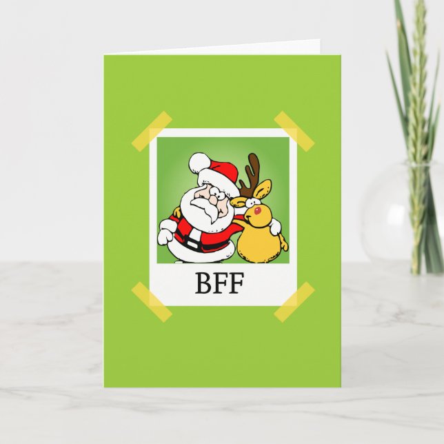 Santa & Reindeer  BFF's Holiday Card (Front)