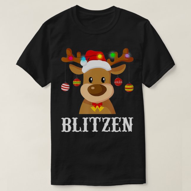 Santa Reindeer Blitzen Xmas Group Costume  T-Shirt (Design Front)