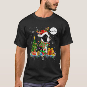 Santa Reindeer Boston Terrier Christmas Tree Dog L T-Shirt