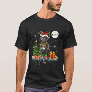 Santa Reindeer Cane Corso Christmas Tree Lights Do T-Shirt