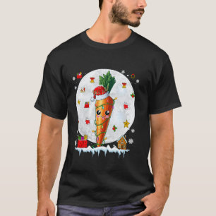 Santa Reindeer Carrot Christmas Lights Fruit Lover T-Shirt