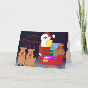 Santa & Reindeer Christmas Card