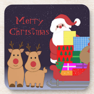 Santa & Reindeer Christmas Coasters