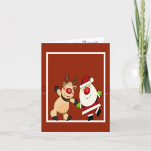Santa & Reindeer Christmas Holiday Invitation