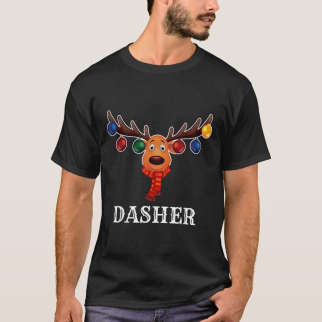 Santa Reindeer Dasher Xmas Group Costume  T-Shirt (Front)