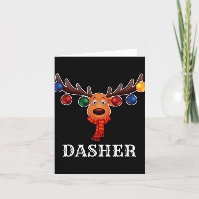 Santa Reindeer Dasher Xmas Group Costume T Shirt  Card (Front)