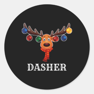 Santa Reindeer Dasher Xmas Group Costume T Shirt Classic Round Sticker