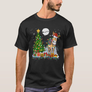 Santa Reindeer Donkey Christmas Tree Light Lover F T-Shirt