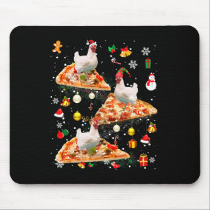 Santa Reindeer Elf Chicken Riding Pizza Xmas Galax Mouse Mat