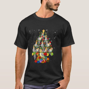 Santa Reindeer Elf Cockatiel Birds Xmas Tree Light T-Shirt