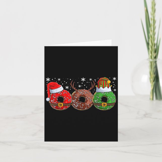 Santa Reindeer Elf Donut Doughnut Christmas Womens Card (Front)
