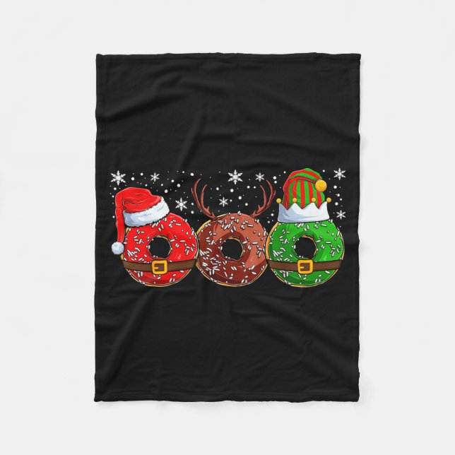 Santa Reindeer Elf Donut Doughnut Christmas Womens Fleece Blanket (Front)