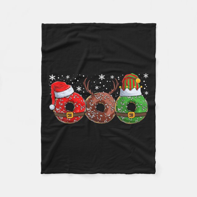 Santa Reindeer Elf Donut Doughnut Christmas Womens Fleece Blanket (Front)