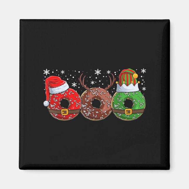 Santa Reindeer Elf Donut Doughnut Christmas Womens Magnet (Front)