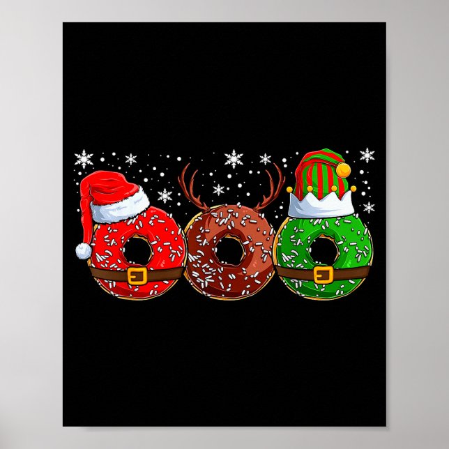 Santa Reindeer Elf Donut Doughnut Christmas Womens Poster (Front)