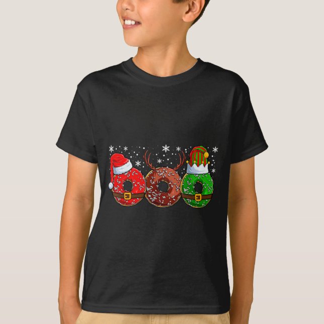 Santa Reindeer Elf Donut Doughnut Christmas Womens T-Shirt (Front)