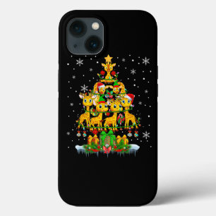Santa Reindeer Elf Giraffes Christmas Tree Lights  iPhone 13 Case
