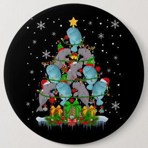 Santa Reindeer Elf Manatees Christmas Tree Lights  6 Cm Round Badge