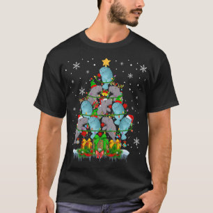 Santa Reindeer Elf Manatees Christmas Tree Lights  T-Shirt