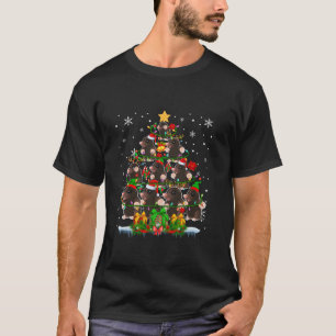 Santa Reindeer Elf Moles Christmas Tree Lights Ani T-Shirt